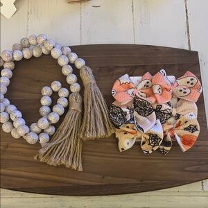 Spooky Kids Hair Bow Set in Orange and Black set of 6 bows